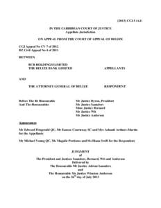 BCB Holdings Limited v. Attorney General of Belize, Judgment, [2013] CCJ 5 (A.J.) (CCJ, Jul. 26, 2013)