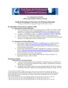Federal Resources For Prisoner Reentry