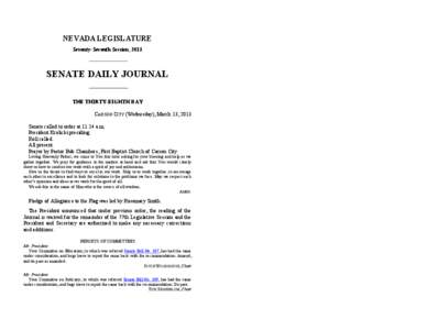 77th[removed]Session Journal - (Wednesday), March 13, [removed]SENATE DAILY JOURNAL		THE THIRTY-EIGHTH DAY