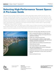 NRDC CMI fact sheet  october 2013 FS:13-09-C  Selecting High-Performance Tenant Space: