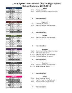 Los Angeles International Charter High School School Calendar[removed]AUGUST S  M