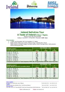 20MAR13  Dublin City Skyline Ireland Self-drive Tour A Taste of Ireland 8 Days 7 Nights