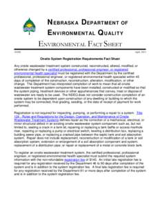 NEBRASKA DEPARTMENT OF ENVIRONMENTAL QUALITY ENVIRONMENTAL FACT SHEET[removed]