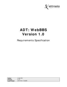 ADT: WebBBS Version 1.0 Requirements Specification Author Version