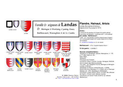 Famille & seigneurs de Landas & Mortagne & Warlaing, Cysoing, Esnes,