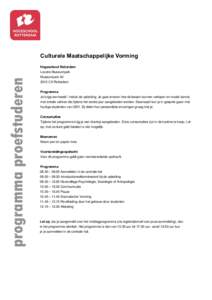Culturele Maatschappelijke Vorming Hogeschool Rotterdam programma proefstuderen  Locatie Museumpark