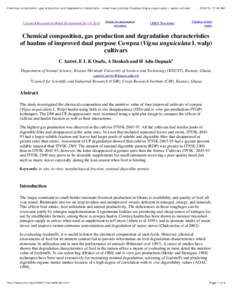 Chemical composition, gas production and degradation characteris…roved dual purpose Cowpea (Vigna unguiculata l. walp) cultivars  Livestock Research for Rural DevelopmentGuide for preparation of papers