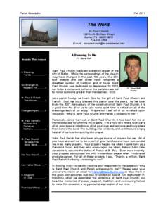 Parish Newsletter  Fall 2011 The Word St. Paul Church