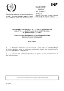 INFCIRC/566/Add.1 - INFCIRC/567/Add.1 - Protocol to Amend the Vienna Convention on Civil Liability for Nuclear Damage - Convention on Supplementary Compensation for Nuclear Damage - French