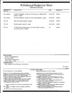 Withdrawal/Redaction ·Sheet Clinton Library DOCUMENT NO .. AND TYPE