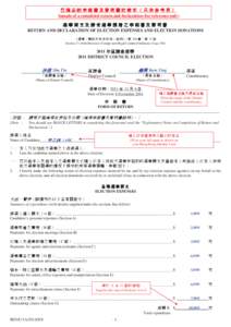 選舉開支及接受選舉捐贈之申報書及聲明書 - 2011 年區議會選舉 RETURN AND DECLARATION OF ELECTION EXPENSES AND ELECTION DONATIONS[removed]DISTRICT COUNCIL ELECTION