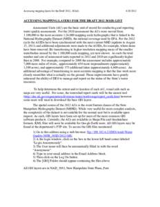 Accessing mapping layers for the Draft 2012, 303(d[removed]ACCESSING MAPPING LAYERS FOR THE DRAFT[removed]D) LIST Assessment Units (AU) are the basic unit of record for conducting and reporting