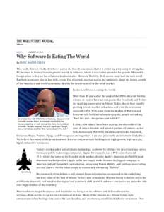 ESSAY  AUGUST 20, 2011 By MARC ANDREESSEN