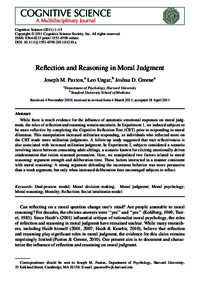 Cognitive Science–15 Copyright ! 2011 Cognitive Science Society, Inc. All rights reserved. ISSN: printonline DOI: j01210.x  Reflection and Reasoning in Moral Judg