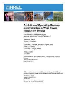 Evolution of Operating Reserve Determination in Wind Power Integration