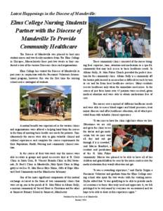 Latest Happenings in the Diocese of Mandeville:  Elms College Nursing Students Partner with the Diocese of Mandeville To Provide Community Healthcare