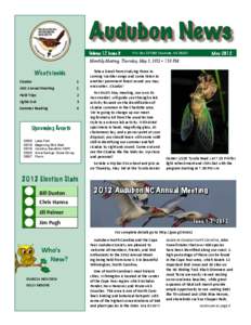 Audubon News Volume 17, Issue 9 May[removed]P.O. Box[removed]Charlotte, NC 28222
