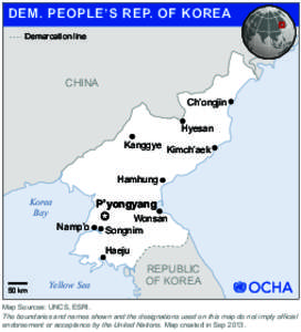 DEM. PEOPLE’S REP. OF KOREA Demarcation line CHINA Ch’ongjin Hyesan