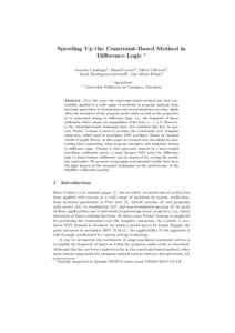 Speeding Up the Constraint-Based Method in Difference Logic ⋆ Lorenzo Candeago1, Daniel Larraz2, Albert Oliveras2, Enric Rodr´ıguez-Carbonell2, and Albert Rubio2 2