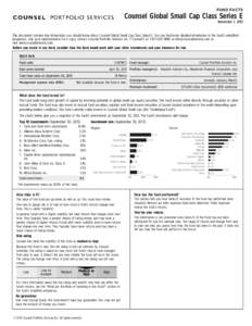 FUND FACTS  Counsel Global Small Cap Class Series E November 1, 2013