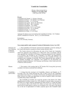 Comité des Connétables Minutes of the meeting held on Monday 17th November 2014 at the Parish Hall, St Peter.  Present: