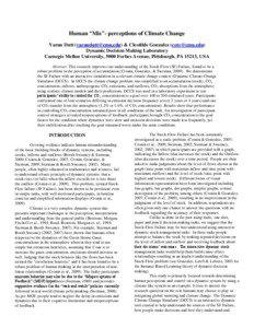 Human “Mis”- perceptions of Climate Change Varun Dutt ([removed]) & Cleotilde Gonzalez ([removed]) Dynamic Decision Making Laboratory