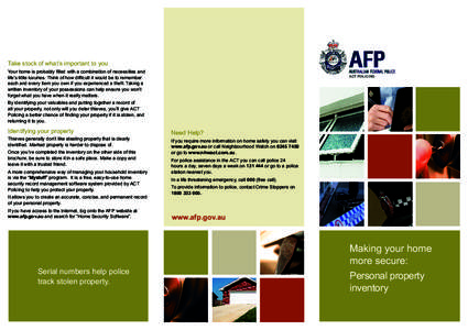 Crime prevention / National security / Australian Federal Police / Australian Capital Territory / Manufacturing / ACT Policing / Police / Computer security / Inventory / Business / Security / Technology