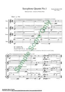 Saxophone Quartet No.1  Stephen Benfall ©[removed]Rev[removed]Rehearsal Score - all parts at Written Pitch