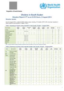 Microsoft Word - Situation Report Issue # 78  2 August 2014 on the Cholera Outbreak in South Sudan.docx