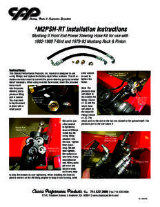 Steering, Brake & Suspension Specialists  M2PSH-RT Installation Instructions #