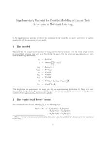 Supplementary Material for Flexible Modeling of Latent Task Structures in Multitask Learning In this supplementary material, we derive the variational lower bound for our model and derive the update equation for all the 