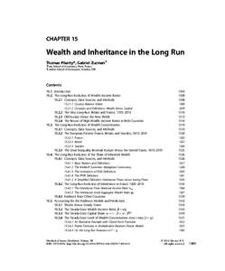 CHAPTER 15  Wealth and Inheritance in the Long Run Thomas Piketty*, Gabriel Zucman† *