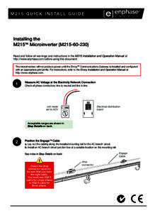 ®  MQ U I C K I N S TA L L G U I D E Installing the M215TM Microinverter (M215)