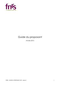 Guide du proposant Année 2015 FNRS – GUIDE DU PROPOSANT[removed]version 2  1