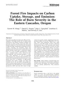 Ecosystems: 1246–1267 DOI: s10021x  2009 Springer Science+Business Media, LLC Forest Fire Impacts on Carbon Uptake, Storage, and Emission: