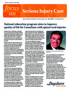 Better care for a better life  focus on  Serious Injury Care