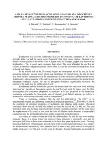 APPLICATION OF NEUTRON ACTIVATION ANALYSIS AND INDUCTIVELY COUPLED PLASMA-MASS SPECTROMETRY TO INVESTIGATE LA AND LANTHANIDES CONTENTS IN INTACT HUMAN RIB BONE