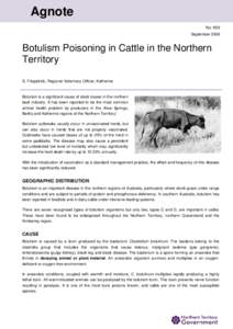 Agnote No: K29 September 2006 Botulism Poisoning in Cattle in the Northern Territory