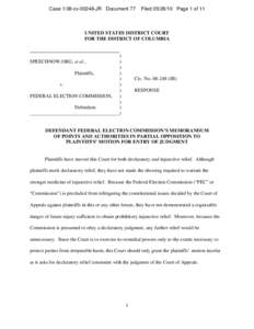 Case 1:08-cv[removed]JR Document 77  Filed[removed]Page 1 of 11 UNITED STATES DISTRICT COURT FOR THE DISTRICT OF COLUMBIA