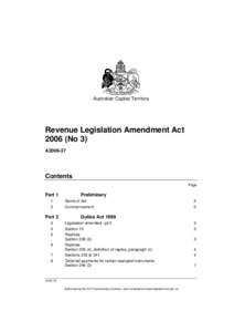 Australian Capital Territory  Revenue Legislation Amendment Act[removed]No 3) A2006-37