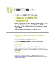 Public economics / Humanities / Funding Opportunity Announcement / Federal grants in the United States / National Endowment for the Humanities / Neh / Grant / Economic policy / Government / Federal assistance in the United States / Public finance / Grants