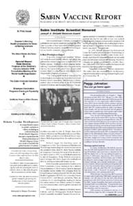 SABIN VACCINE REPORT the newsletter of the Albert B. Sabin Vaccine Institute at Georgetown University Volume I, Number 2, December[removed]In This Issue