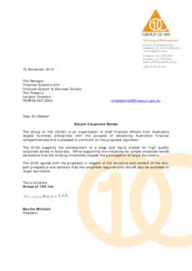 G100 Submission to Treasury - Simple Corporate Bonds - 12 November 2014