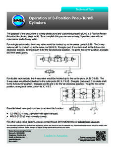 Technical Tips  Operation of 3-Position Pneu-Turn® Cylinders The purpose of this document is to help distributors and customers properly plumb a 3-Position Rotary Actuator (double and single rack). To accomplish this yo