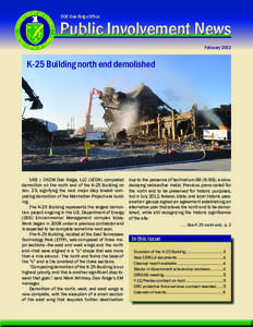 DOE Oak Ridge Office  Public Involvement News February[removed]K-25 Building north end demolished