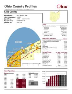 Ohio County Profiles Prepared by the Office of Policy, Research and Strategic Planning Lake County Established: 2013 Population: