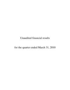 Unaudited financial results  for the quarter ended March 31, 2010 SUBEX LTD Registered office: Adarsh Tech Park, Outer Ring Road, Devarabisanahalli, Bangalore[removed]