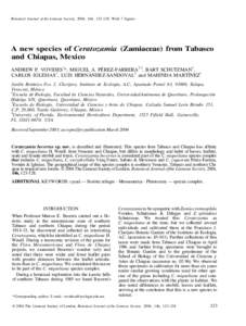 Botanical Journal of the Linnean Society, 2004, 146, With 7 figures  A new species of Ceratozamia (Zamiaceae) from Tabasco and Chiapas, Mexico ANDREW P. VOVIDES1*, MIGUEL A. PÉREZ-FARRERA2,3, BART SCHUTZMAN3, C