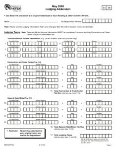 May 2008 Lodging Addendum[removed]Use Black Ink and Attach this Original Addendum to Your Retailing & Other Activities Return.