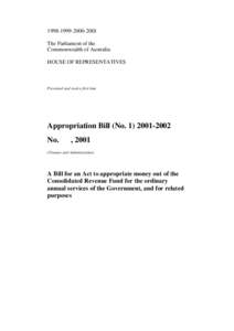 [removed]2001 The Parliament of the Commonwealth of Australia HOUSE OF REPRESENTATIVES  Presented and read a first time